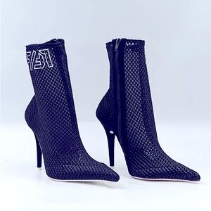 Jeffry Campbell 90’s laser cut pointy boots vedette fabric size 8 never worn